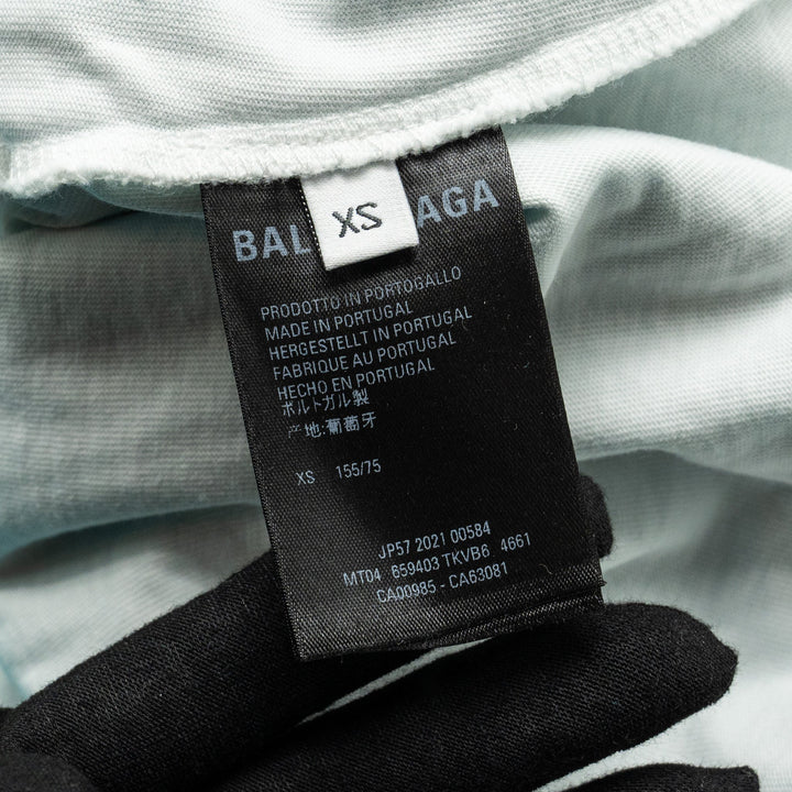 Top Quality Balenciaga size XS ripped oversized logo hoodie blue