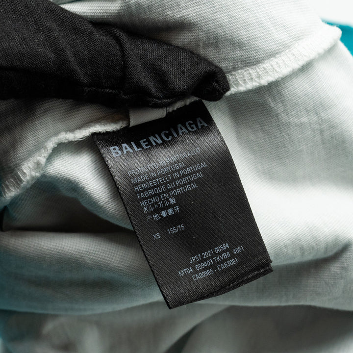 Top Quality Balenciaga size XS ripped oversized logo hoodie blue