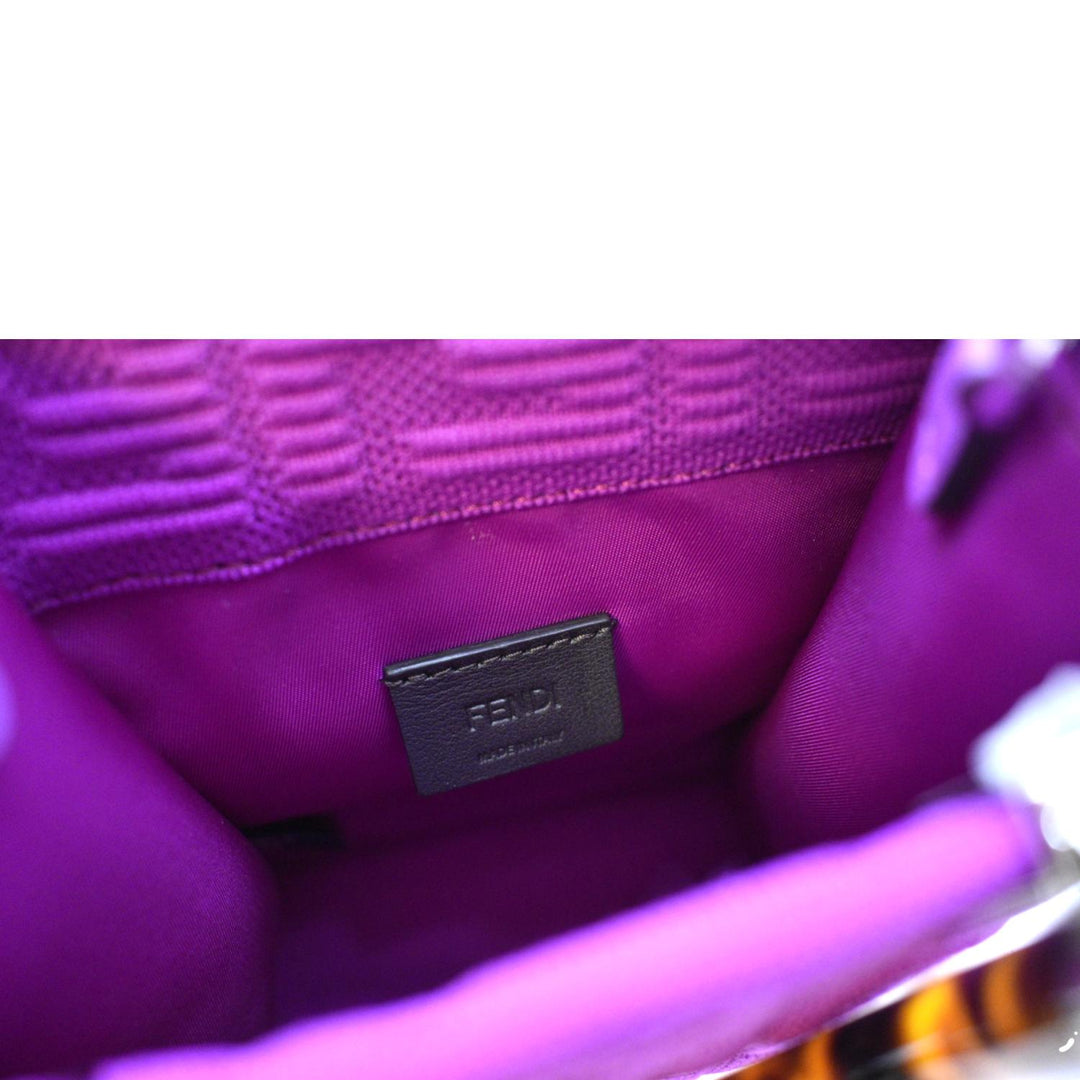 Fendi Sunshine Mini Plexiglass Vitello Ceylon Shopper Tote Purple