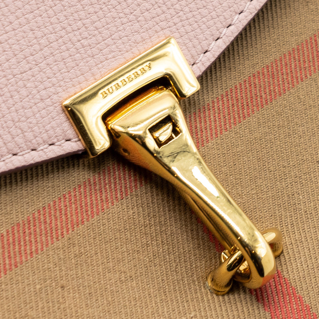 Burberry house check crossbody bag canvas / calfskin leather multicolor light pink GHW