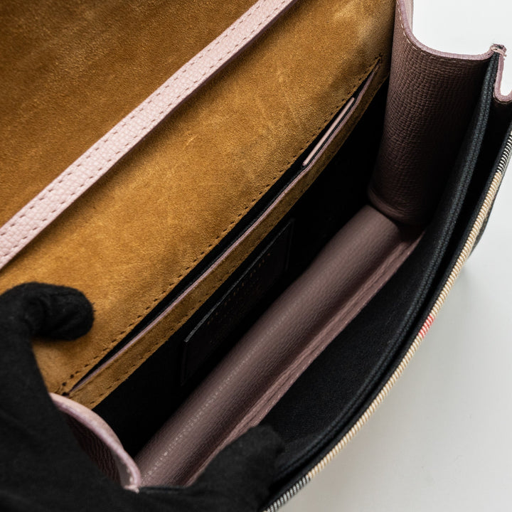 Burberry house check crossbody bag canvas / calfskin leather multicolor light pink GHW