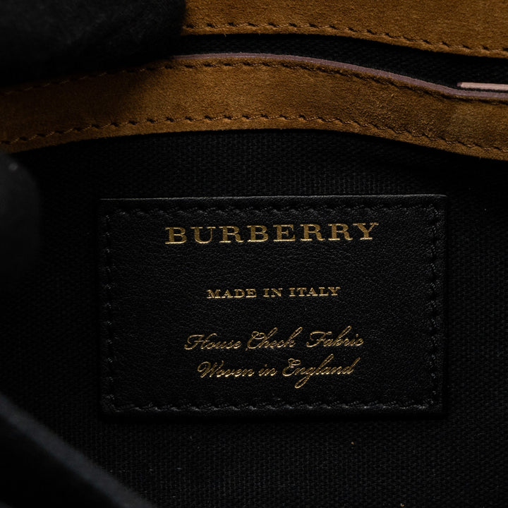 Burberry house check crossbody bag canvas / calfskin leather multicolor light pink GHW