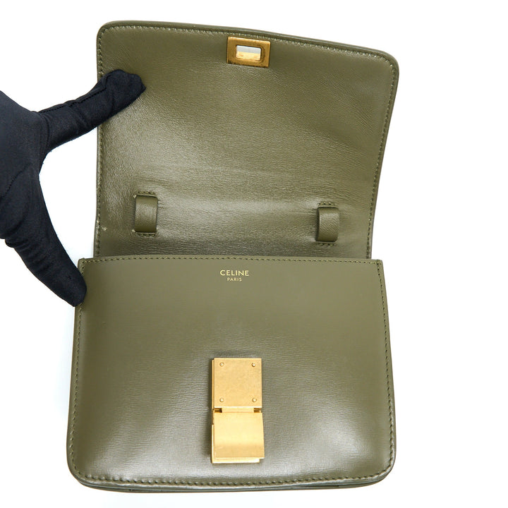 Celine Small Classic Bag Box Calfskin Army Green