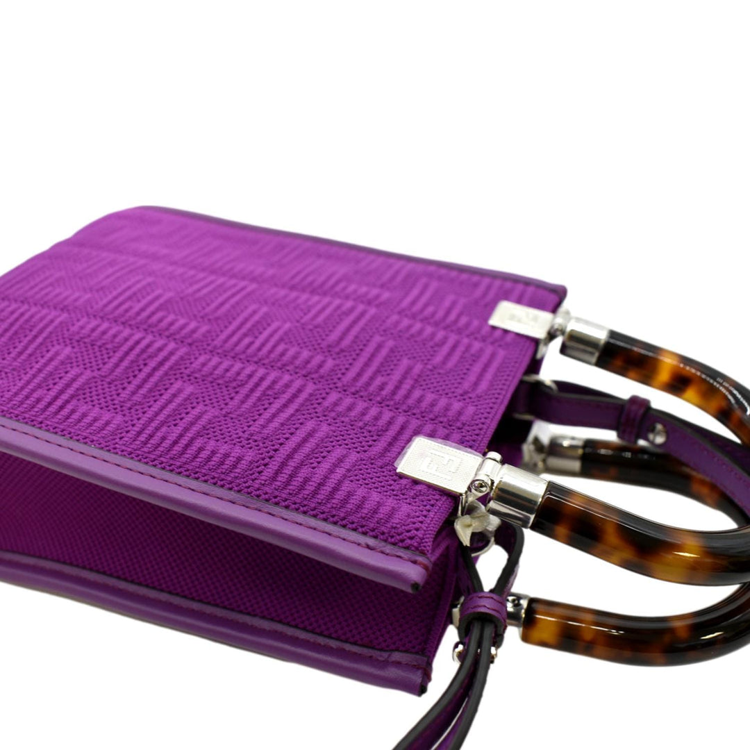 Fendi Sunshine Mini Plexiglass Vitello Ceylon Shopper Tote Purple