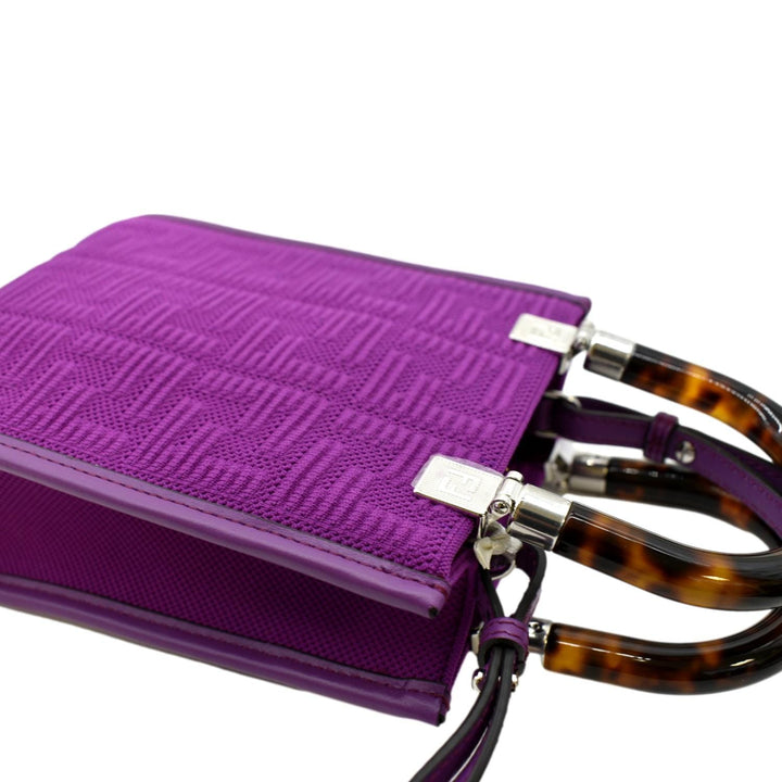 Fendi Sunshine Mini Plexiglass Vitello Ceylon Shopper Tote Purple