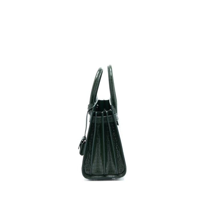 Saint Laurent Baby Sac De Jour Croc Embossed Dark Green SHW
