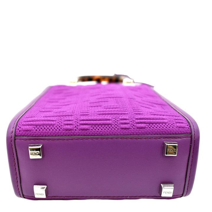 Fendi Sunshine Mini Plexiglass Vitello Ceylon Shopper Tote Purple