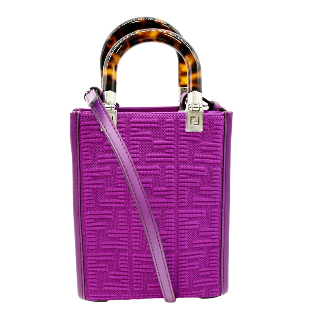 Fendi Sunshine Mini Plexiglass Vitello Ceylon Shopper Tote Purple