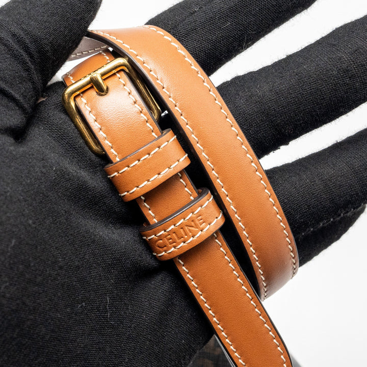 Top Quality Celine Triomphe Shouder Bag Triomphe Canvas / Calfskin Tan