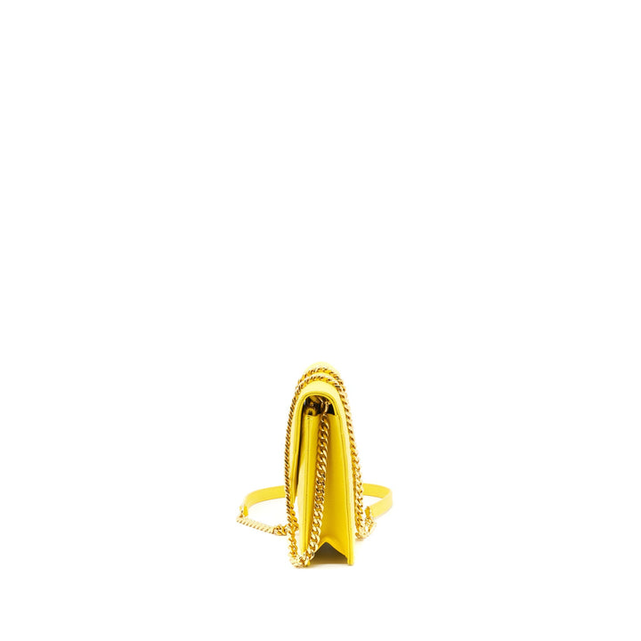 Saint Laurent /ysl Envelope Wallet on chain Grained Calfskin Yellow GHW