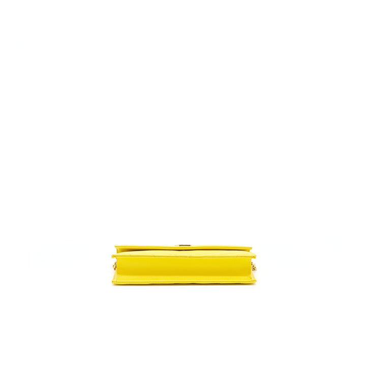 Saint Laurent /ysl Envelope Wallet on chain Grained Calfskin Yellow GHW