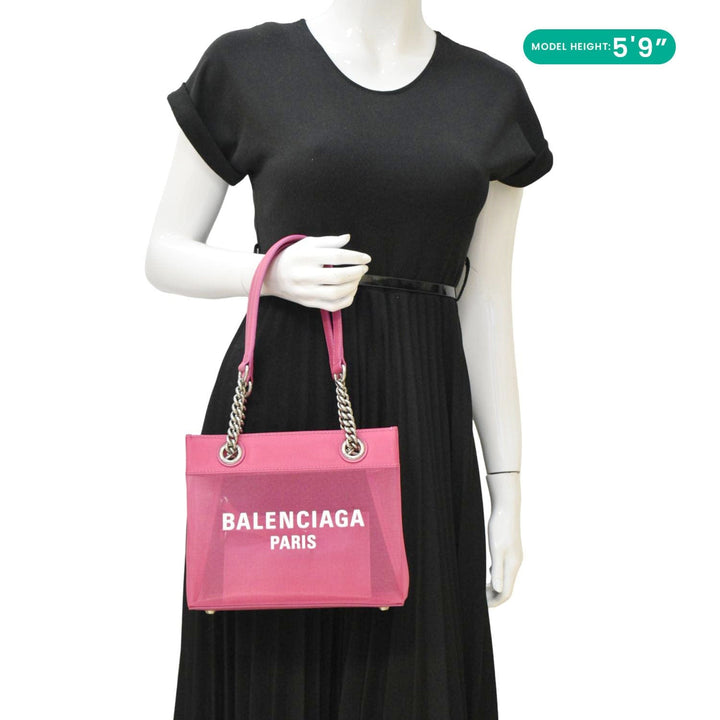 Top Quality Balenciaga Duty Free Mesh Tote Bag Fuchsia