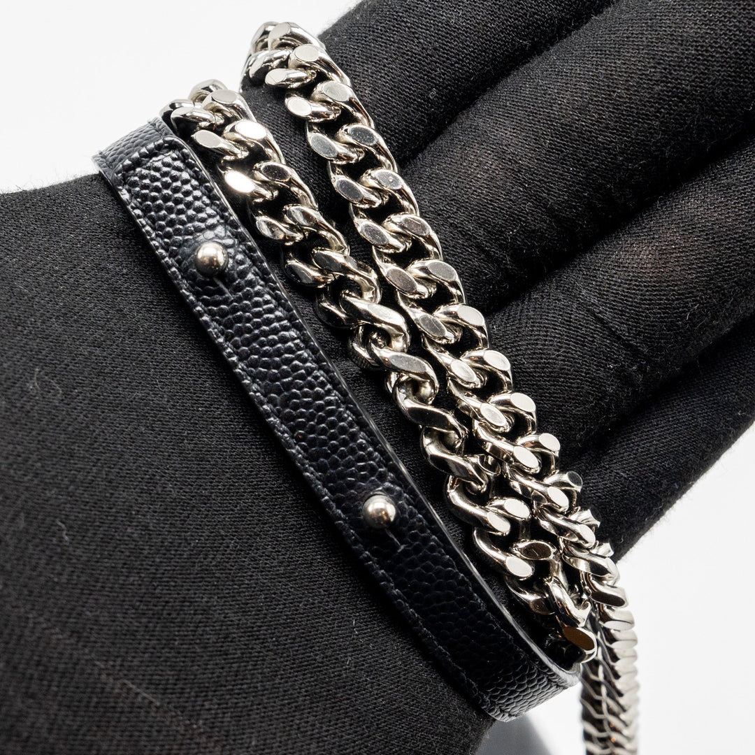 SAINT LAURENT ENVELOP CHAIN BAG GRAINED CALFSKIN BLACK SHW