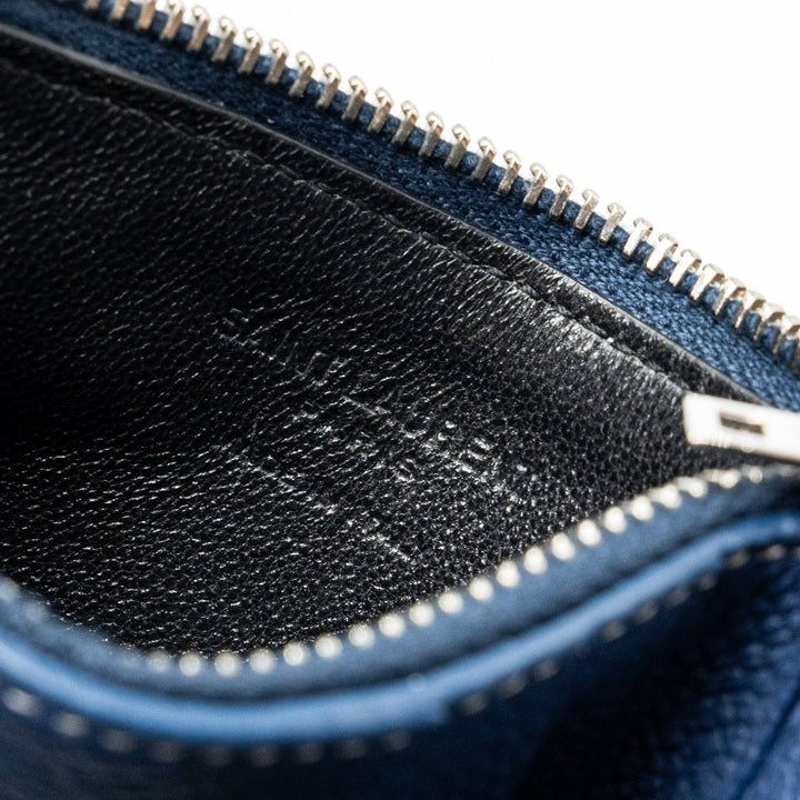 Saint laurent Paris fragments zipped card case calfskin blue SHW