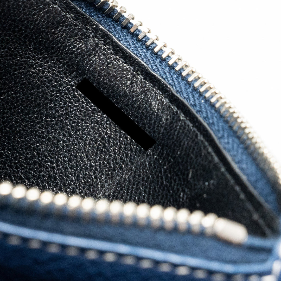 Saint laurent Paris fragments zipped card case calfskin blue SHW