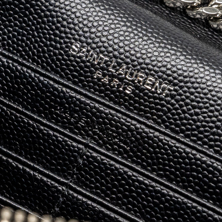 SAINT LAURENT ENVELOP CHAIN BAG GRAINED CALFSKIN BLACK SHW