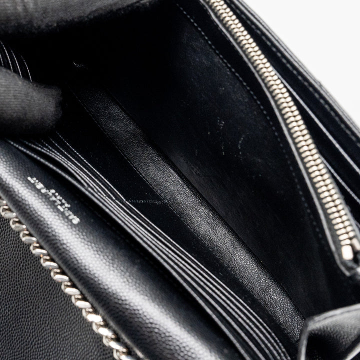 SAINT LAURENT ENVELOP CHAIN BAG GRAINED CALFSKIN BLACK SHW