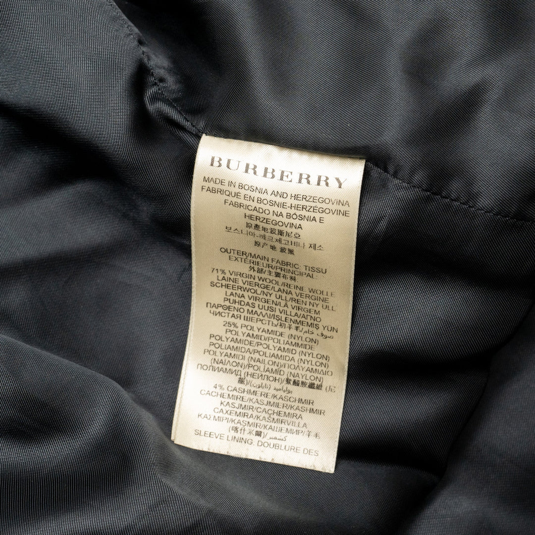 Burberry Size UK 10 Double Breasted Belted-Waist Coat Virgin Wool Black