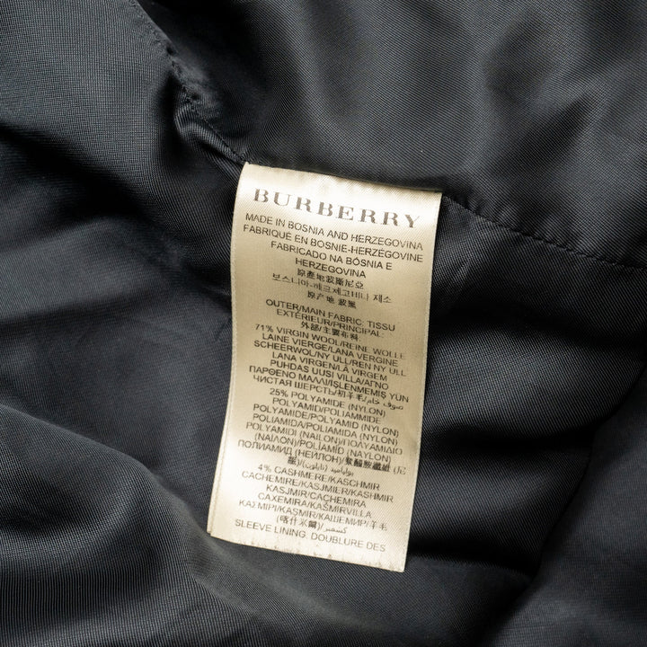 Burberry Size UK 10 Double Breasted Belted-Waist Coat Virgin Wool Black