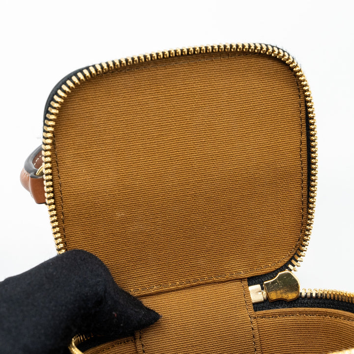 Top Quality Celine Mini Vanity Case Triomphe Canvas/Calfskin Tan