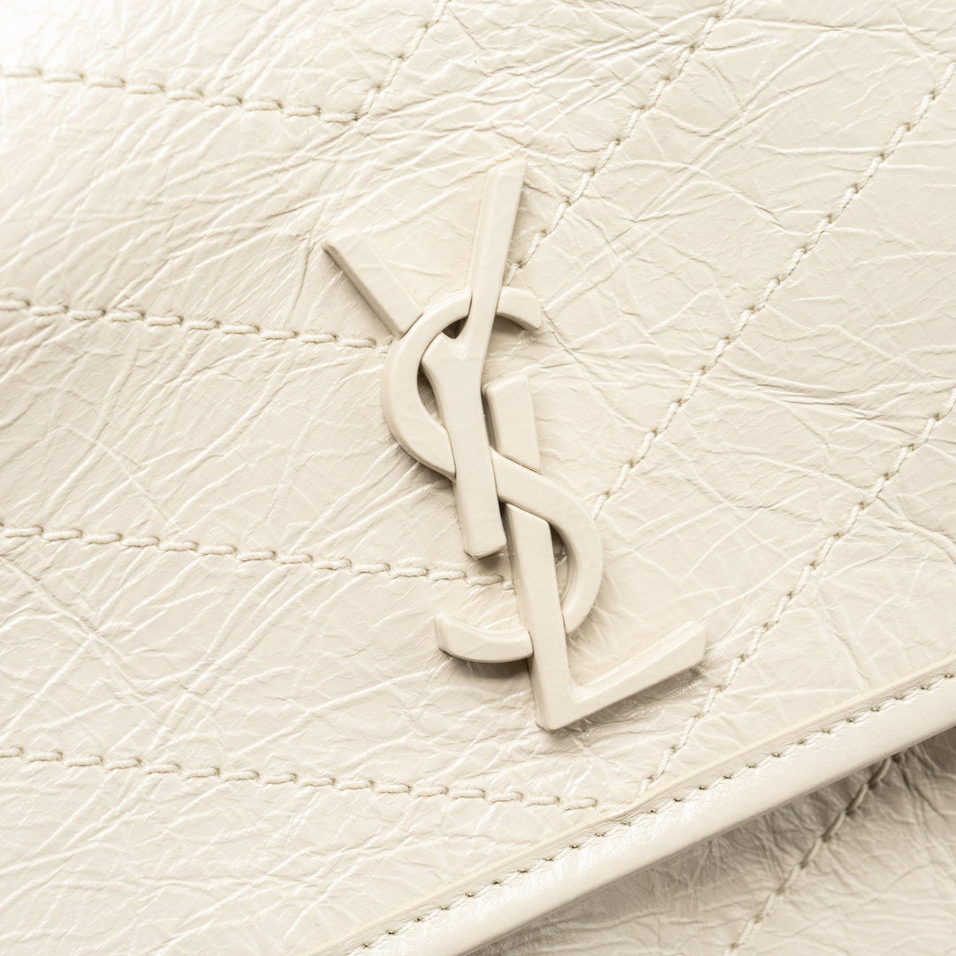 Saint Laurent/YSL Niki Baby Flap Bag Calfskin white SHW