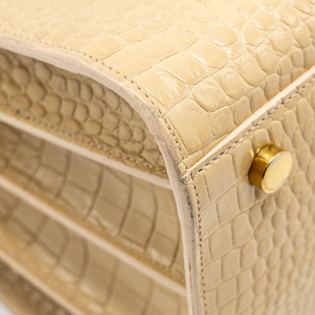Saint Laurent /Ysl Sac De Jour Croc-Embossed Calfskin Beige GHW