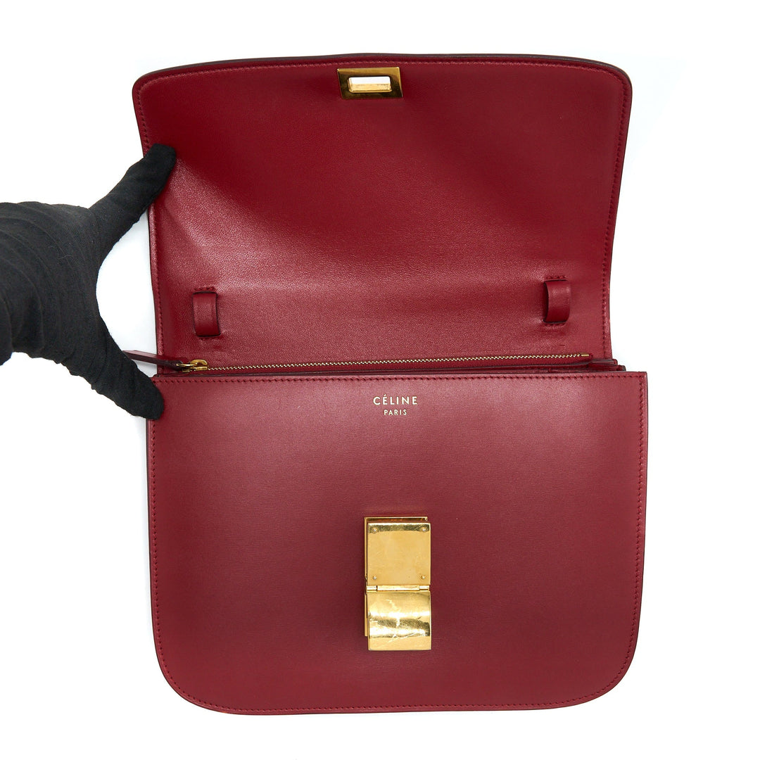 Celine Medium Classic Box Calfskin Red