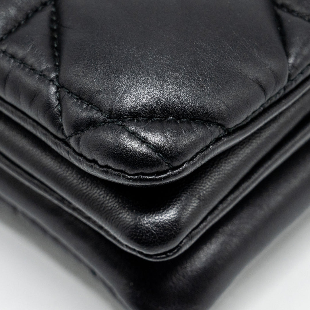 Top quality Dior Mini Caro Flap Bag Calfskin Black/ Black Hardware