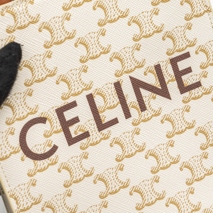 Top Quality Celine Mini Vertical Cabas Triomphe Canvas/Calfskin White