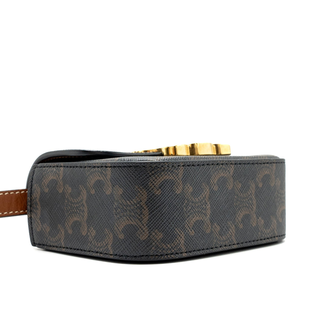 Celine Mini Claude Triomphe Canvas/ Calfskin Tan
