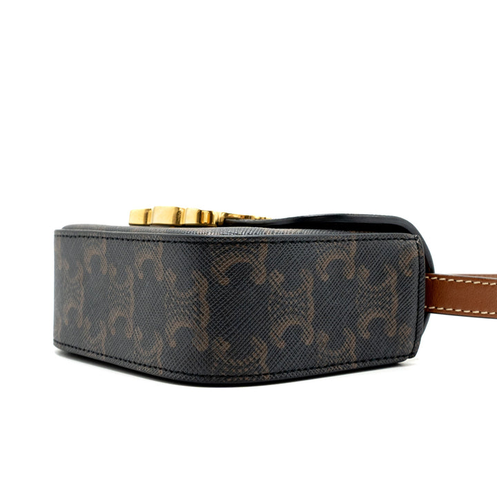 Celine Mini Claude Triomphe Canvas/ Calfskin Tan