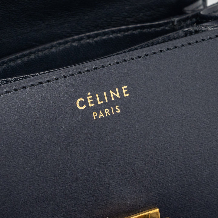 Celine mini box bag calfskin dark blue