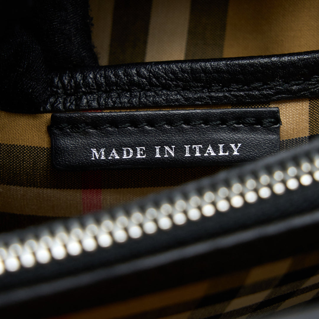 Burberry The Medium Banner Bag Calfskin Black/Multicolour SHW