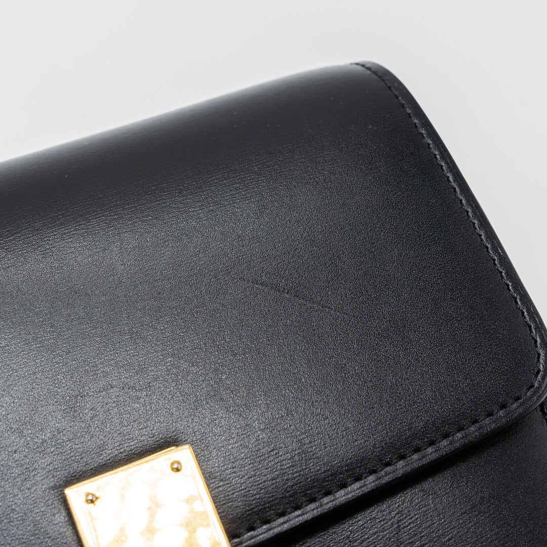 Celine mini classic box bag calfskin Black