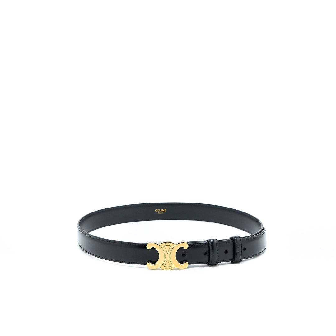 Top Quality Celine Size 75 Medium Triomphe Belt in Smooth Calfskin Black
