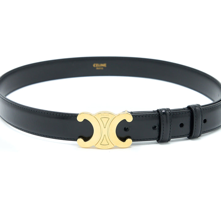Top Quality Celine Size 75 Medium Triomphe Belt in Smooth Calfskin Black