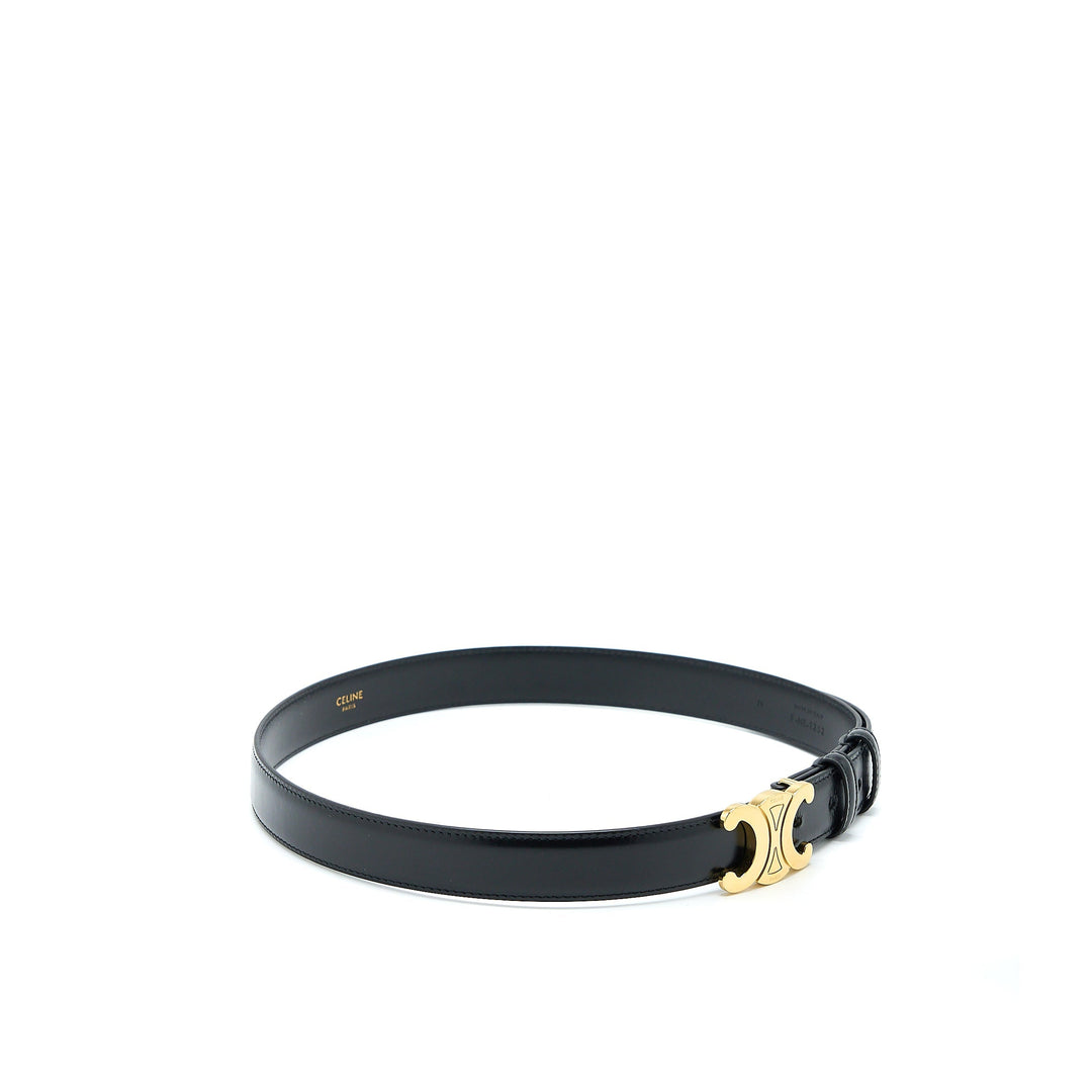 Top Quality Celine Size 75 Medium Triomphe Belt in Smooth Calfskin Black