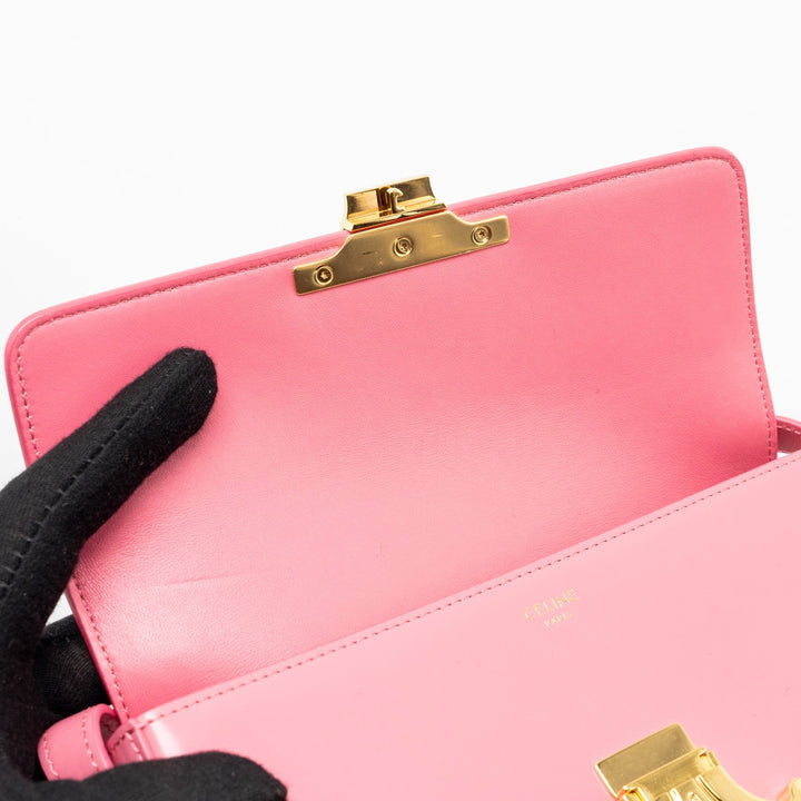 Top Quality Celine Triomphe Shoulder Bag Shiny Calfskin Flamingo
