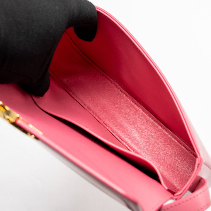 Top Quality Celine Triomphe Shoulder Bag Shiny Calfskin Flamingo