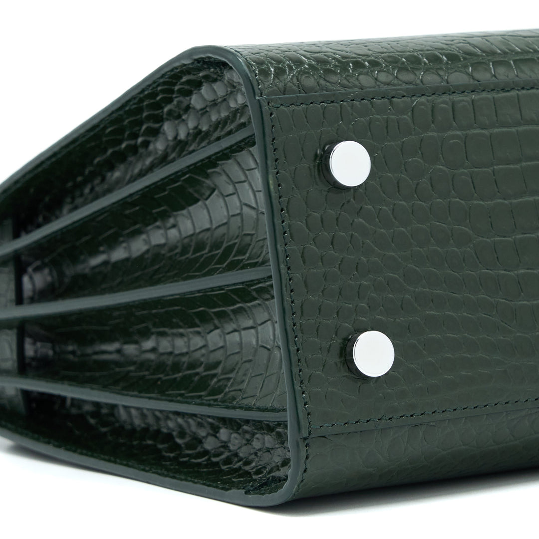 Saint Laurent Baby Sac De Jour Croc Embossed Dark Green SHW