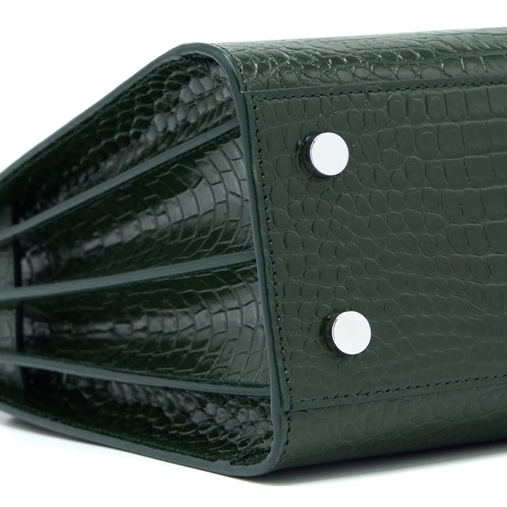 Saint Laurent Baby Sac De Jour Croc Embossed Dark Green SHW