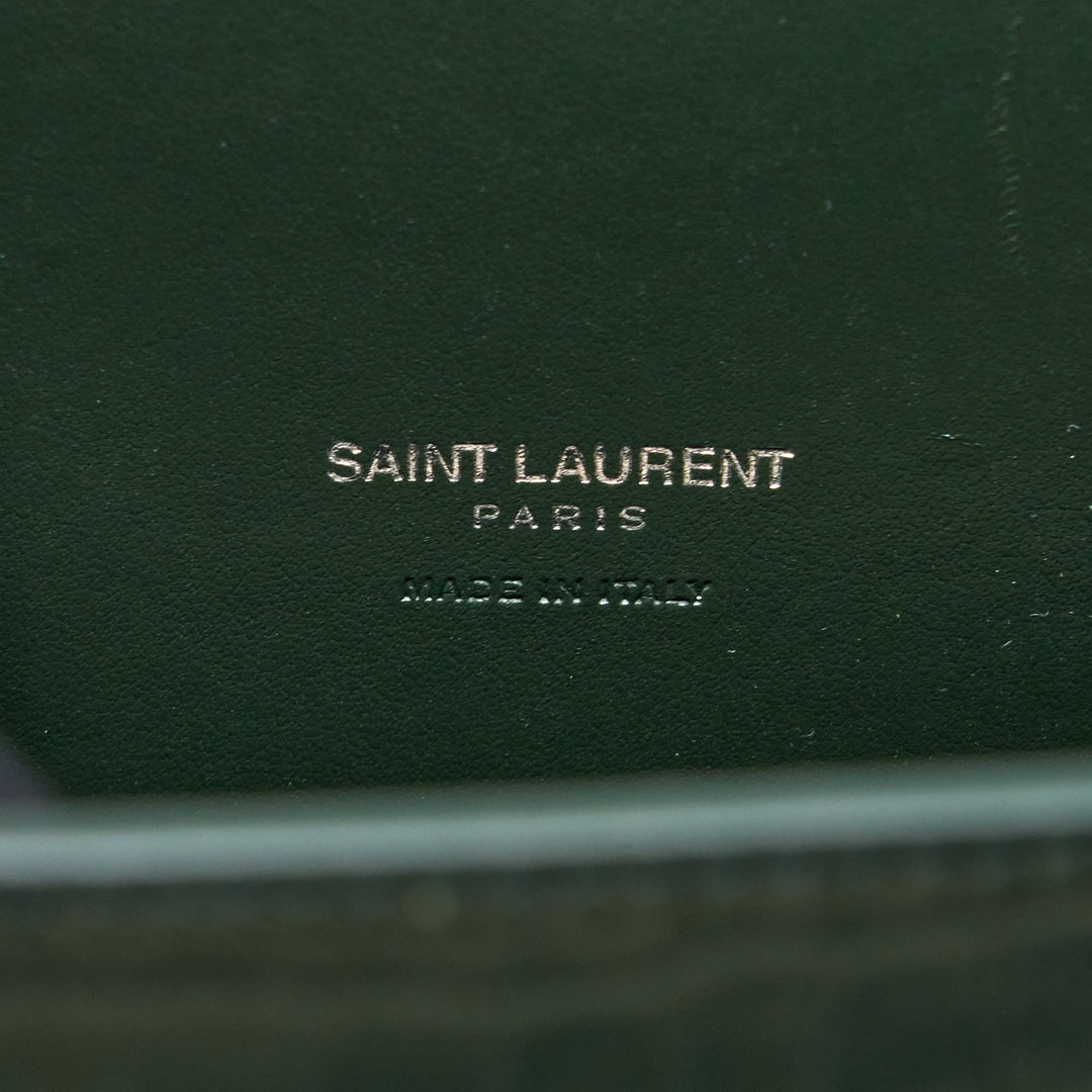 Saint Laurent Baby Sac De Jour Croc Embossed Dark Green SHW