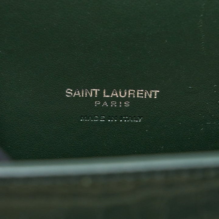 Saint Laurent Baby Sac De Jour Croc Embossed Dark Green SHW