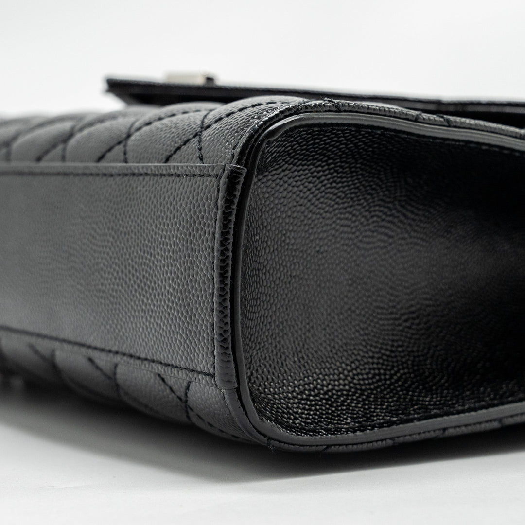 Saint Laurent/YSL Medium Envelope Chain Bag Grained Calfskin Mix Matelasse Black SHW