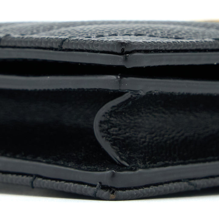 Saint Laurent / YSL Pebbled Logo Plaque Cardholder Grained Calfskin Black GHW