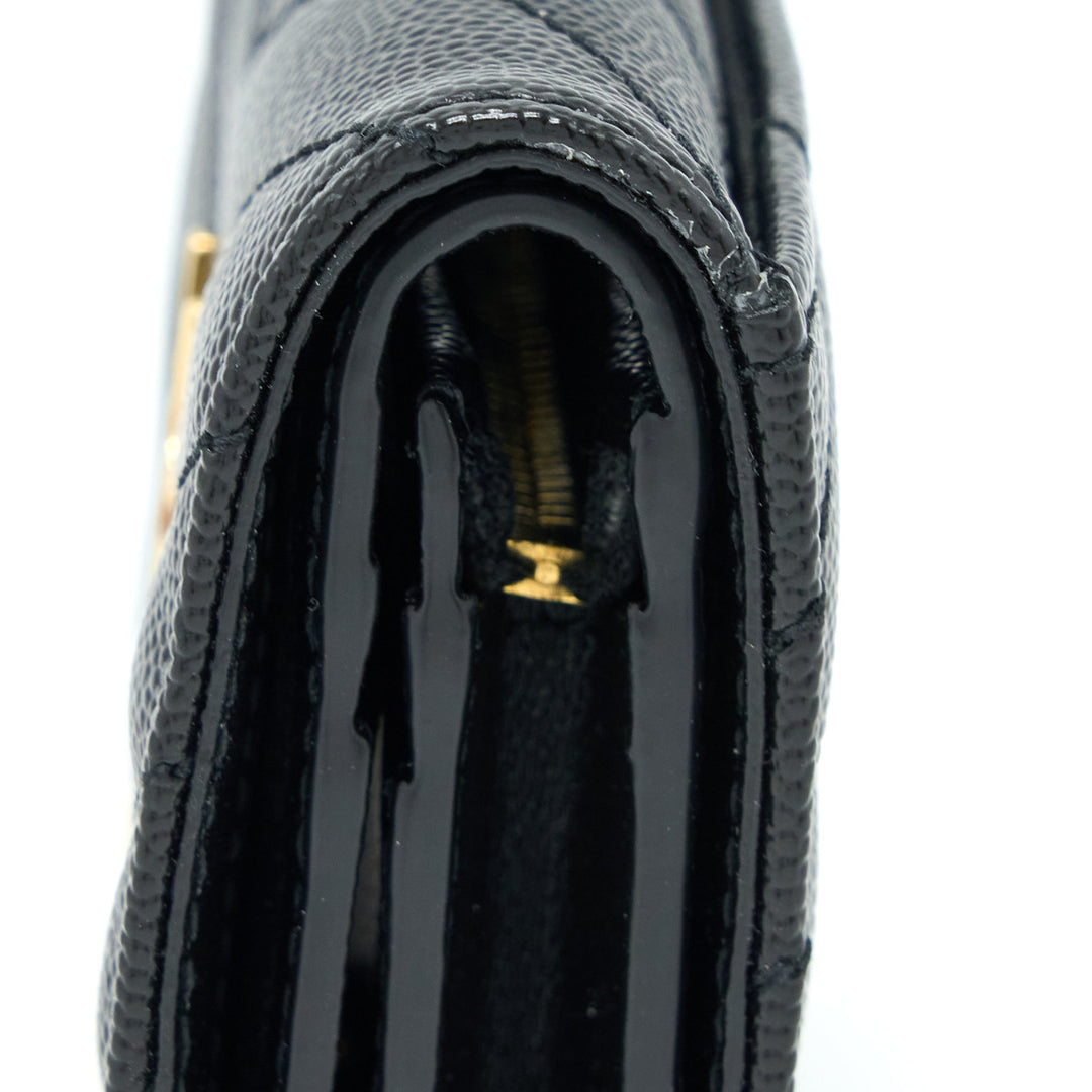 Saint Laurent / YSL Pebbled Logo Plaque Cardholder Grained Calfskin Black GHW