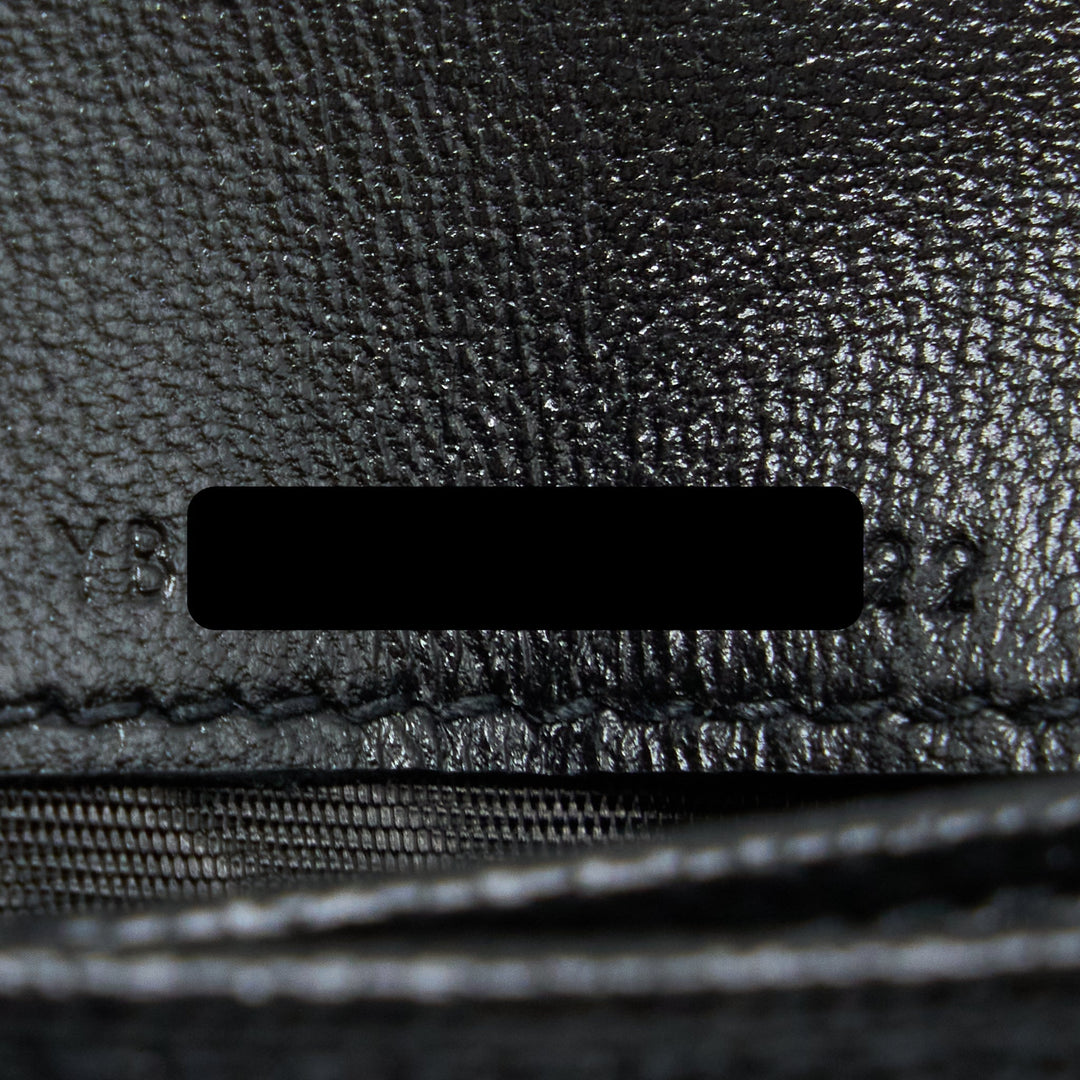 Saint Laurent / YSL Pebbled Logo Plaque Cardholder Grained Calfskin Black GHW