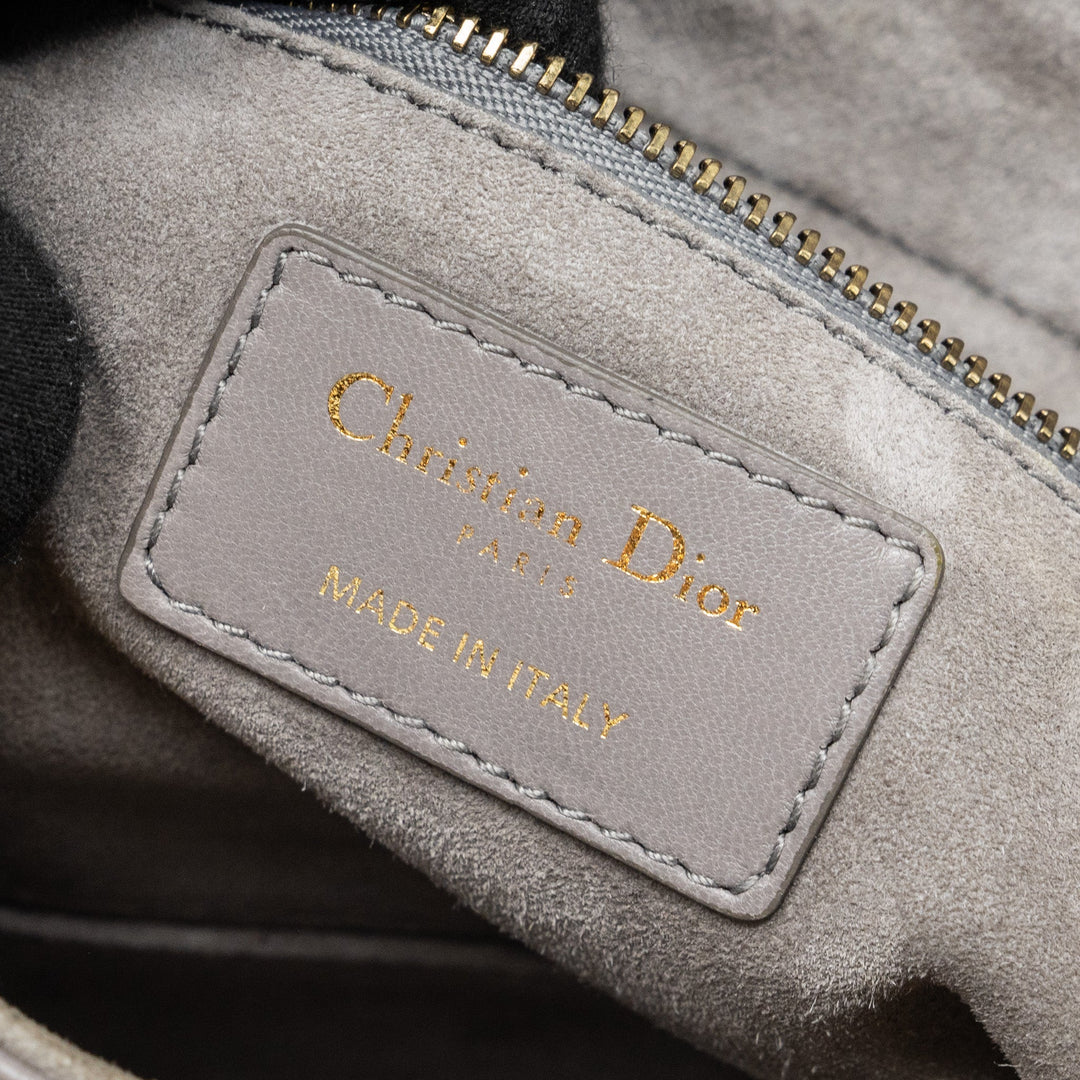 Top quality Dior Small Supple Lady Top quality Dior Studded Calfskin Grey