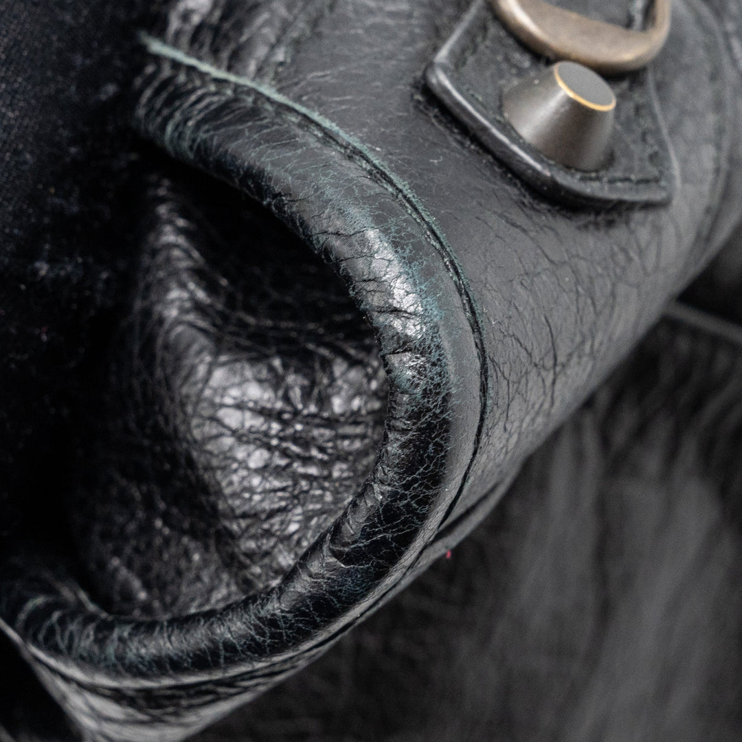 Top Quality Balenciaga Classic City Bag Leather Black ruthenium silver Hardware