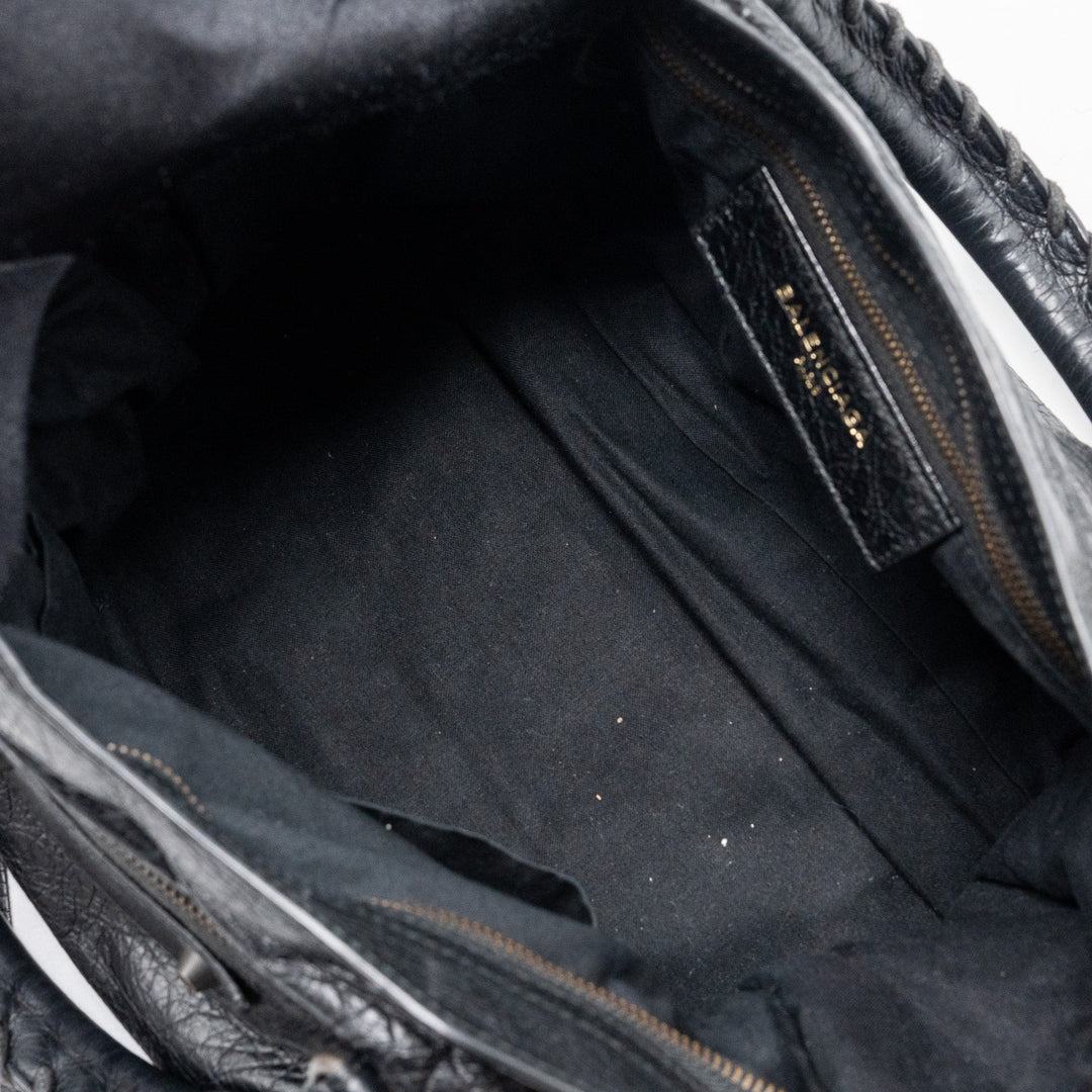 Top Quality Balenciaga Classic City Bag Leather Black ruthenium silver Hardware